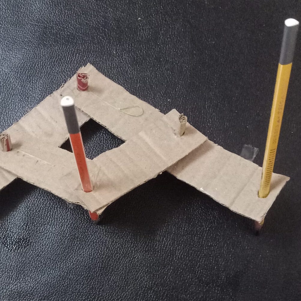 One of the Pantograph models made by the students from our session on Simple Machines in Pune